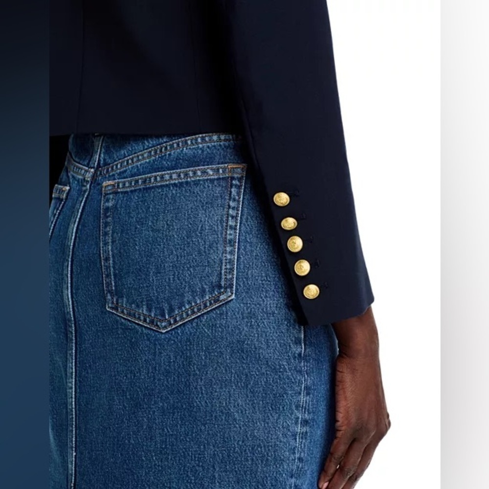 L'AGENCE $650 Navy and Black Cropped Button Detail Lila Blazer Size 0 NWT - Picture 7 of 13